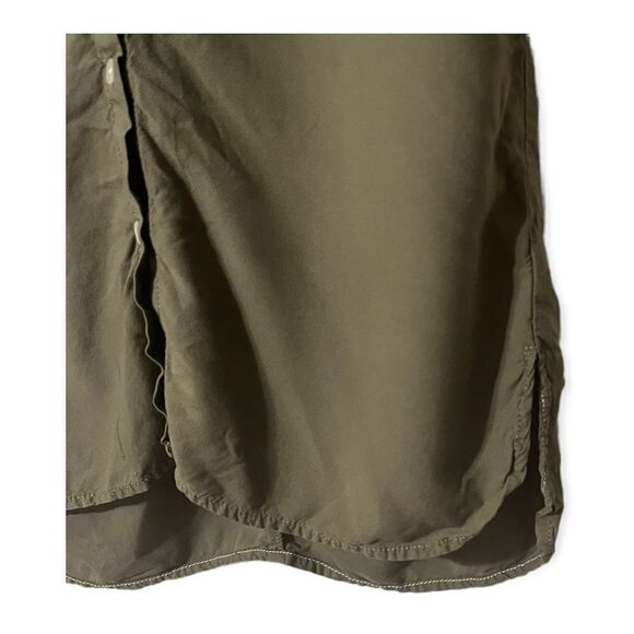 Max studio dress XS extra small green olive army EUC button up short sleeve EUC - Picture 3 of 7